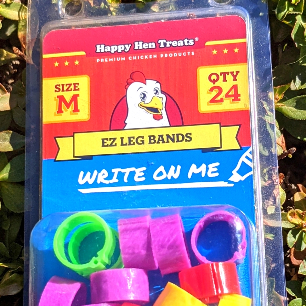 Happy Hen EZ Leg Bands, Write On, Size: med.  Qty:. 24